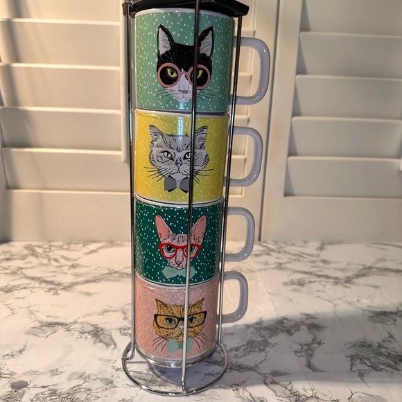 let’s dine Other - Stackable Cat Face Mugs Set